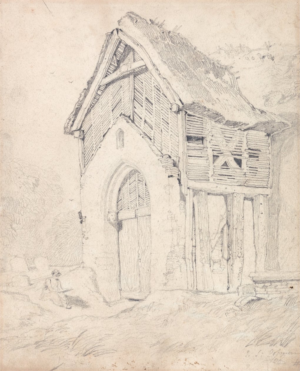 Veranda a zvonice Thurgarton Church, Norfolk od John Sell Cotman
