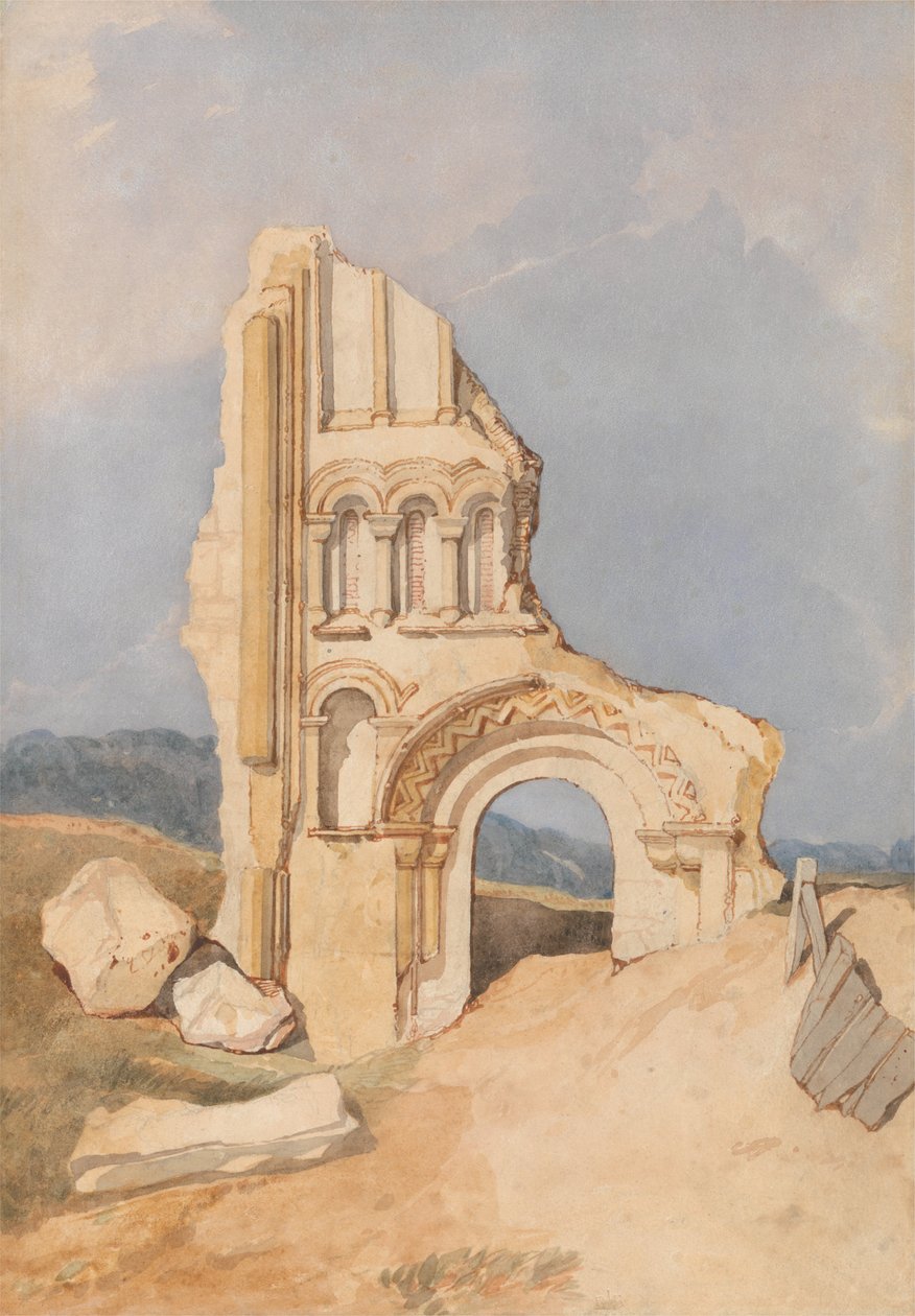Zřícenina normanského kostela od John Sell Cotman