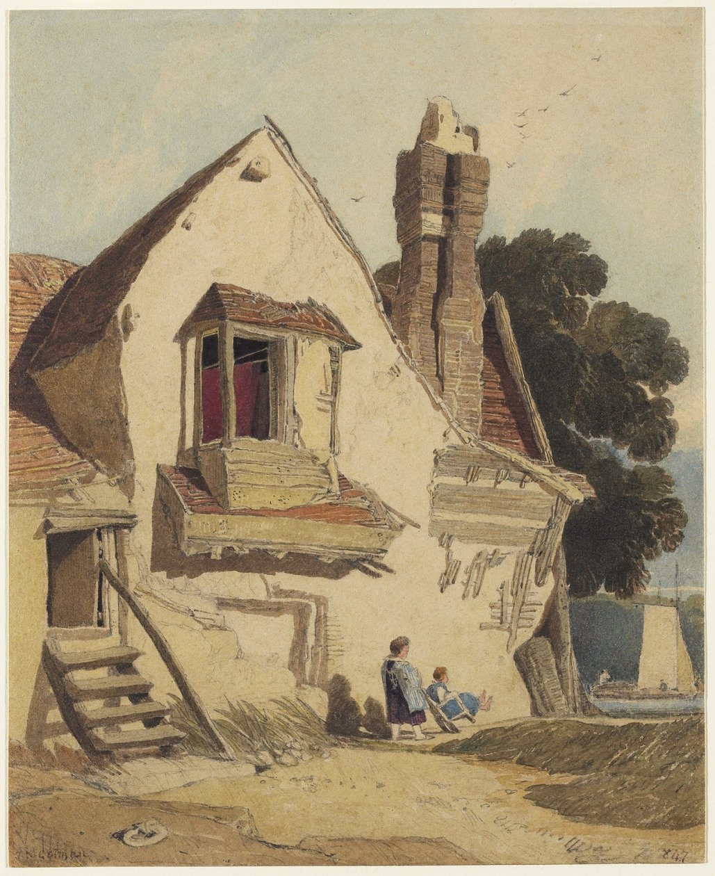 Rustic Cottage, c.1810 (wc přes grafit na tkaném papíře) od John Sell Cotman