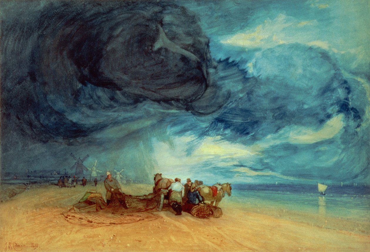 Bouře na pláži Yarmouth, 1831 od John Sell Cotman