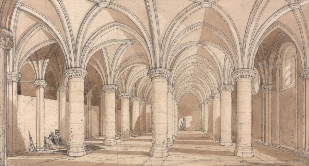 Barons Hall, Mont Saint Michel od John Sell Cotman