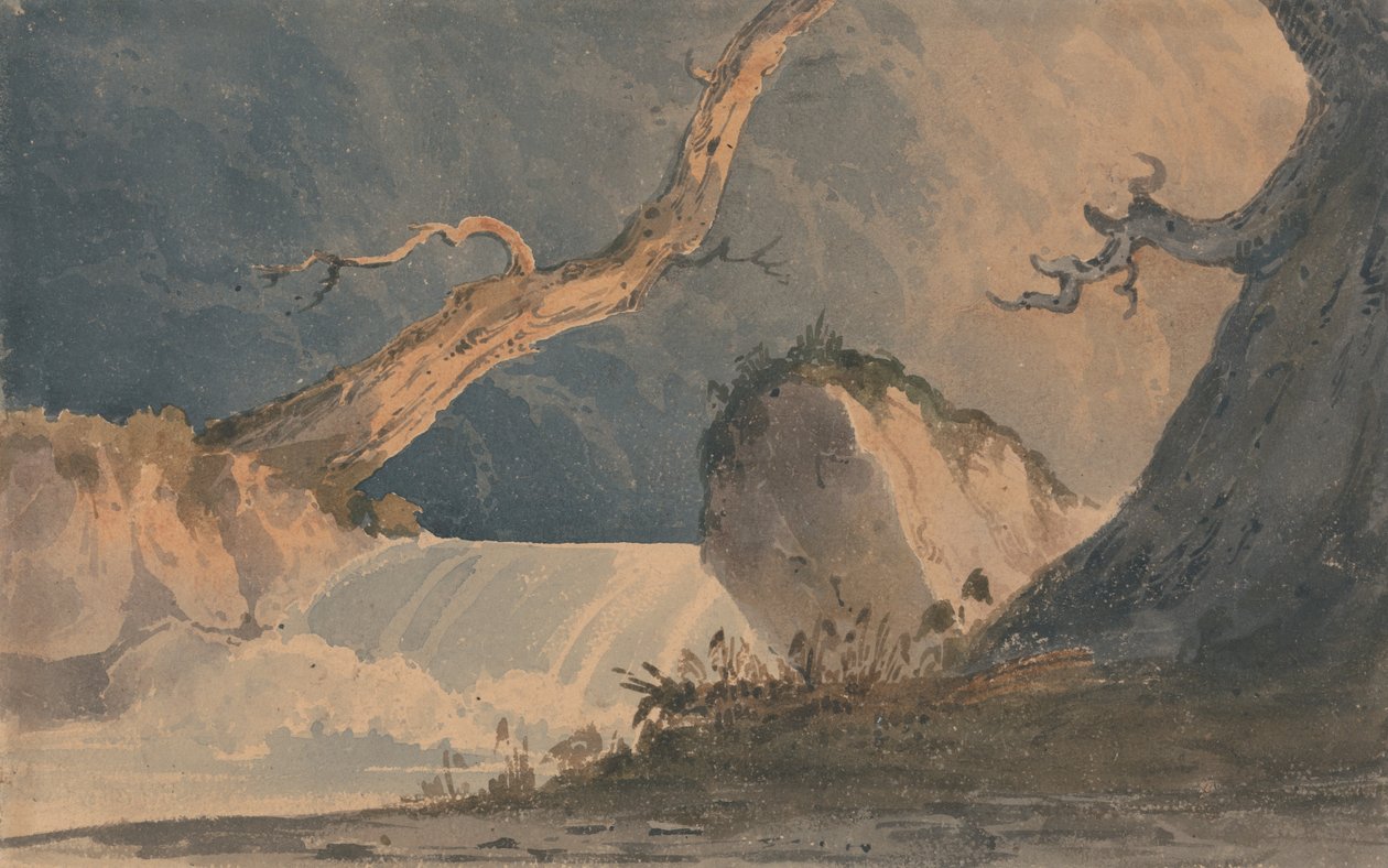 Vodopád v pusté krajině od John Sell Cotman