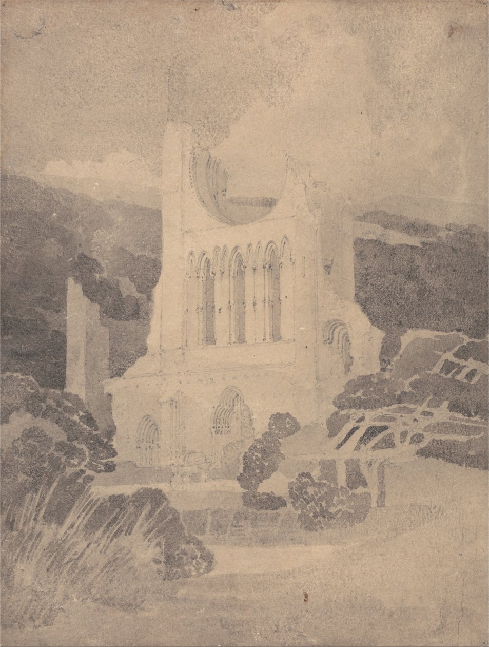 Západní fronta opatství Byland, Yorkshire od John Sell Cotman