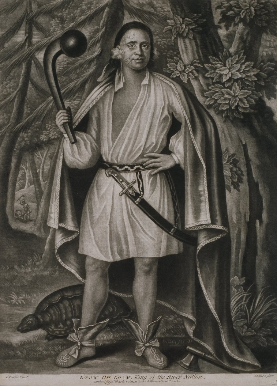 Etow Oh Koam, král národa řeky (1710) od John Simon
