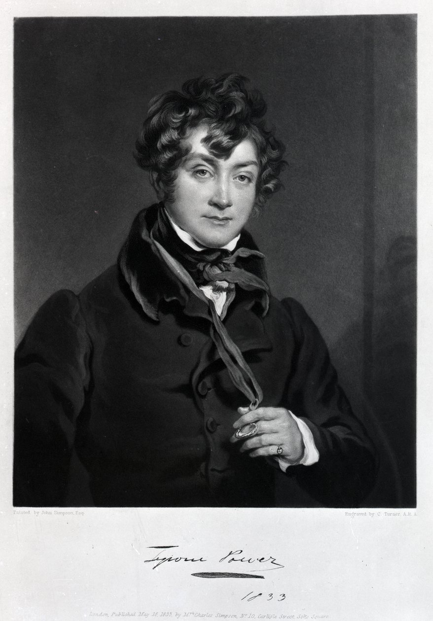 Tyrone Power, vyryl James Sands, kolem roku 1833 od John Simpson