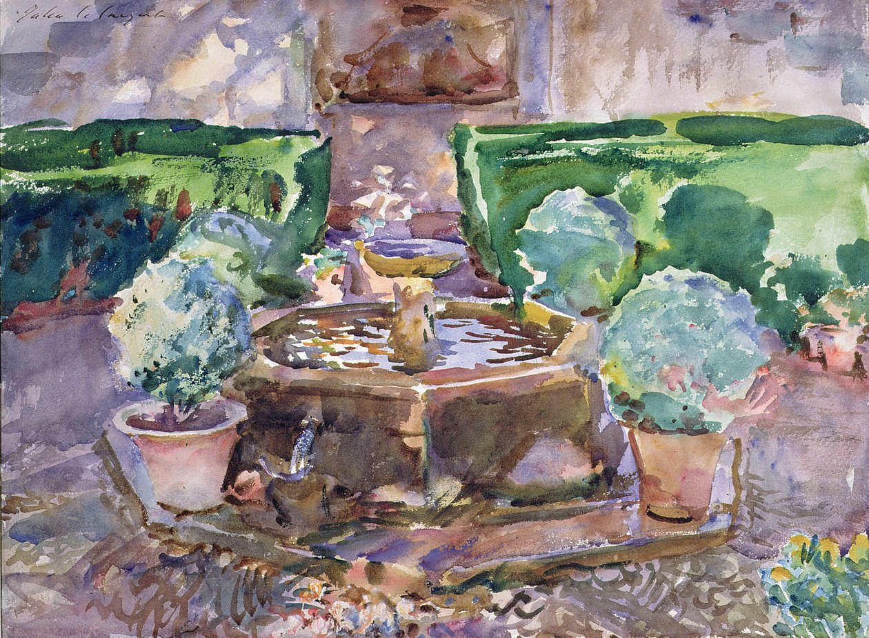 Fontány v Generalife, Granada (akvarel na papíře) od John Singer Sargent