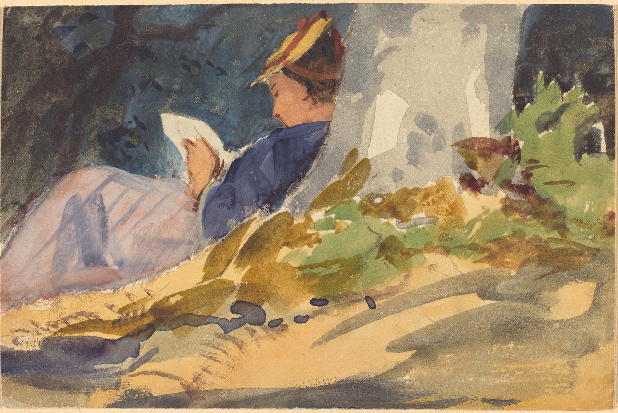 Odpočívá, cca 1880-1890 (akvarel přes grafit na tkaném papíře) od John Singer Sargent
