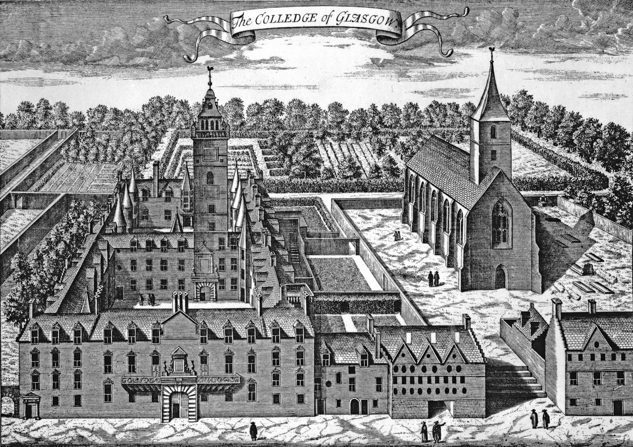 The Colledge of Glasgow, z knihy Theatrum Scotiae, 1693 od John Slezer