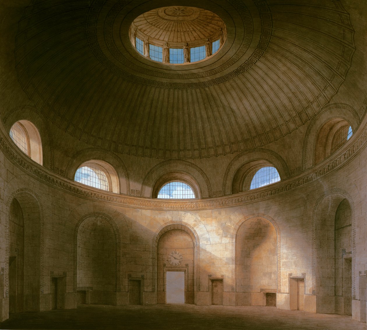 John Soane: Rotunda of the Bank of England, 1798 (pero a inkoust s wc na papíře) od John Soane
