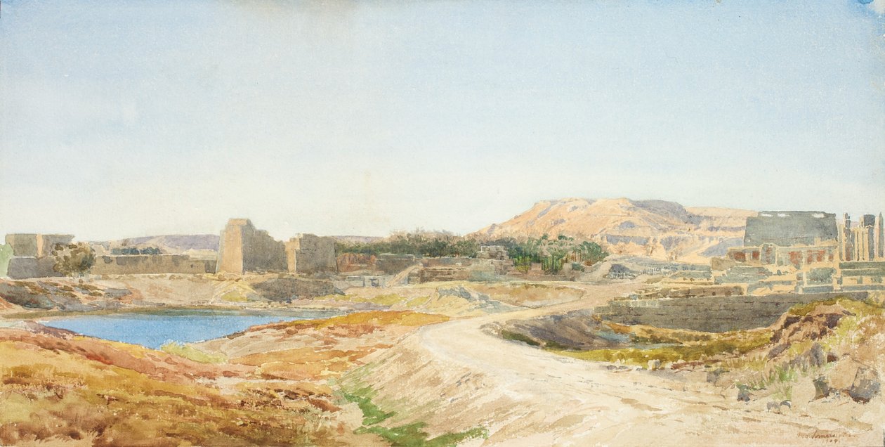 Posvátné jezero a ruiny chrámu v Karnaku, cca 1907-10 od John Somerscales