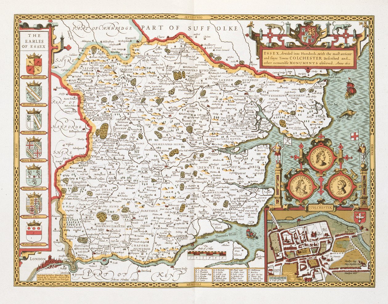 Essex, rytý Jodocus Hondius (1563-1612) z John Speed