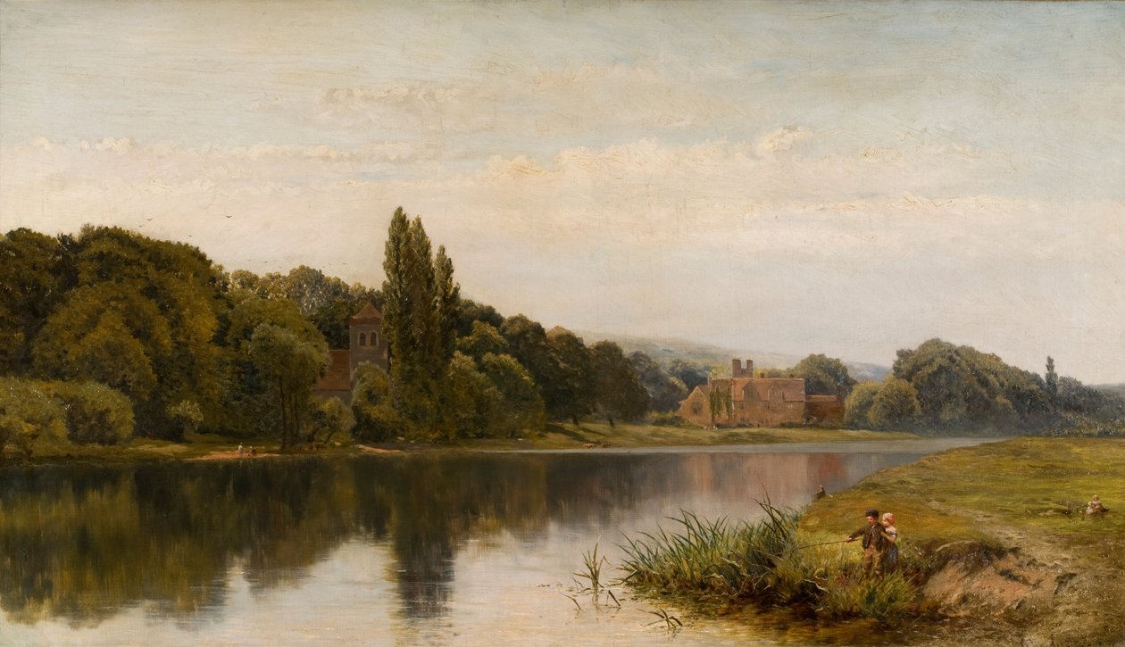 Léto na Temži, Bisham Church and Abbey, c.1875 od John Surtees