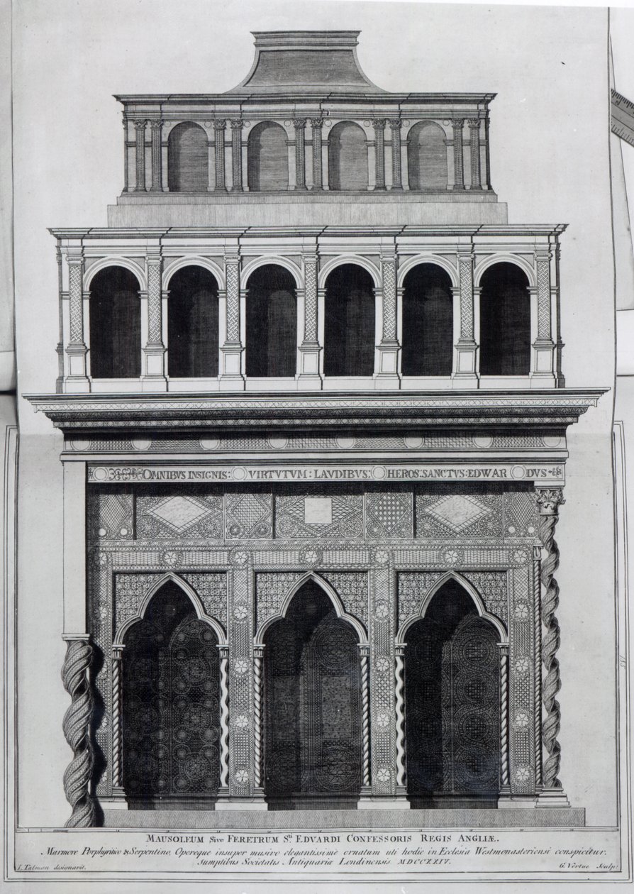 Svatyně krále Eduarda Vyznavače ve Westminsterském opatství, rytina George Vertue, 1724 od John Talman