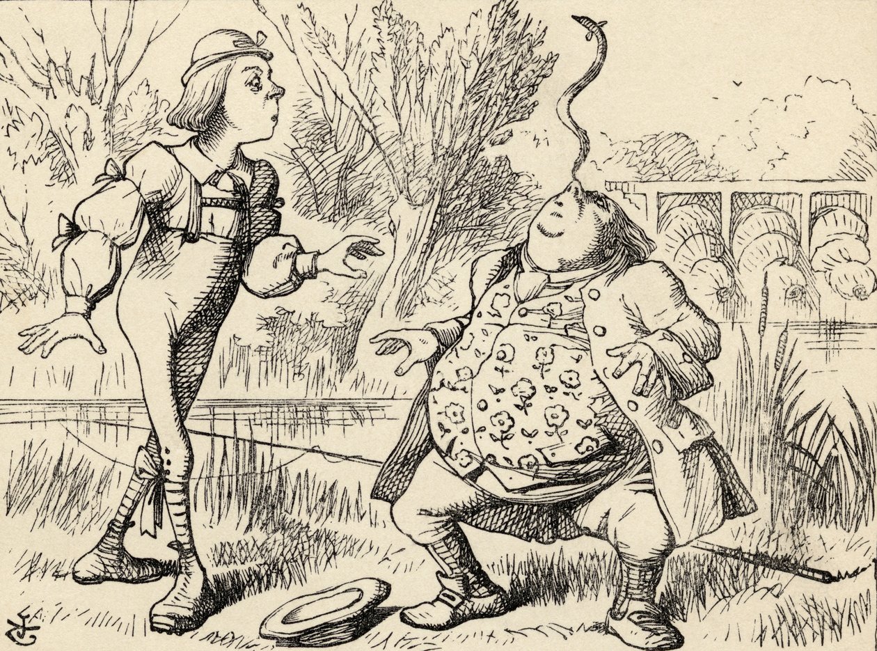 Otec William balancuje s úhořem na nose, z „Alice