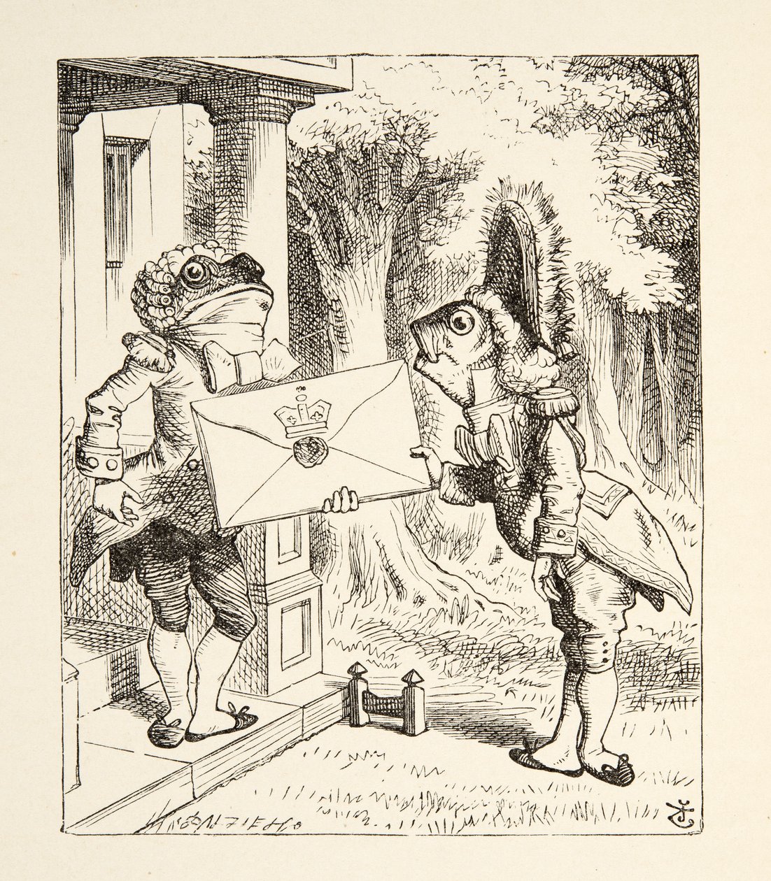 Fish Footman, z Alices Adventures in Wonderland od Lewise Carrolla (1832 - 98), vydáno 1891 od John Tenniel