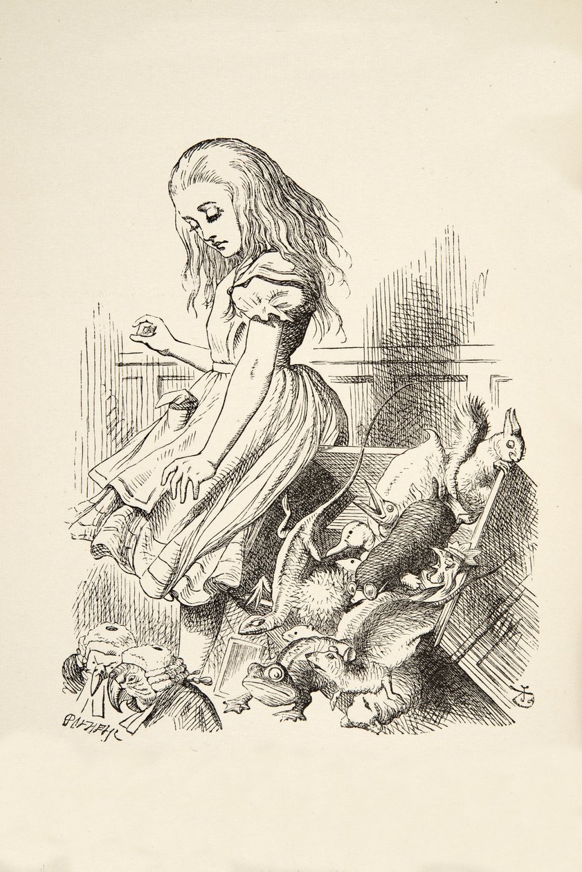 Giant Alice rozčiluje Jury Box, z Alices Adventures in Wonderland od Lewise Carrolla (1832 - 98), vydaného v roce 1891 od John Tenniel