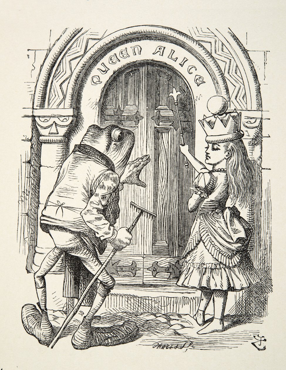 Ilustrace Queen Alice and the Frog z filmu Through the Looking Glass od Lewise Carrolla (1832 - 98), 1872 od John Tenniel