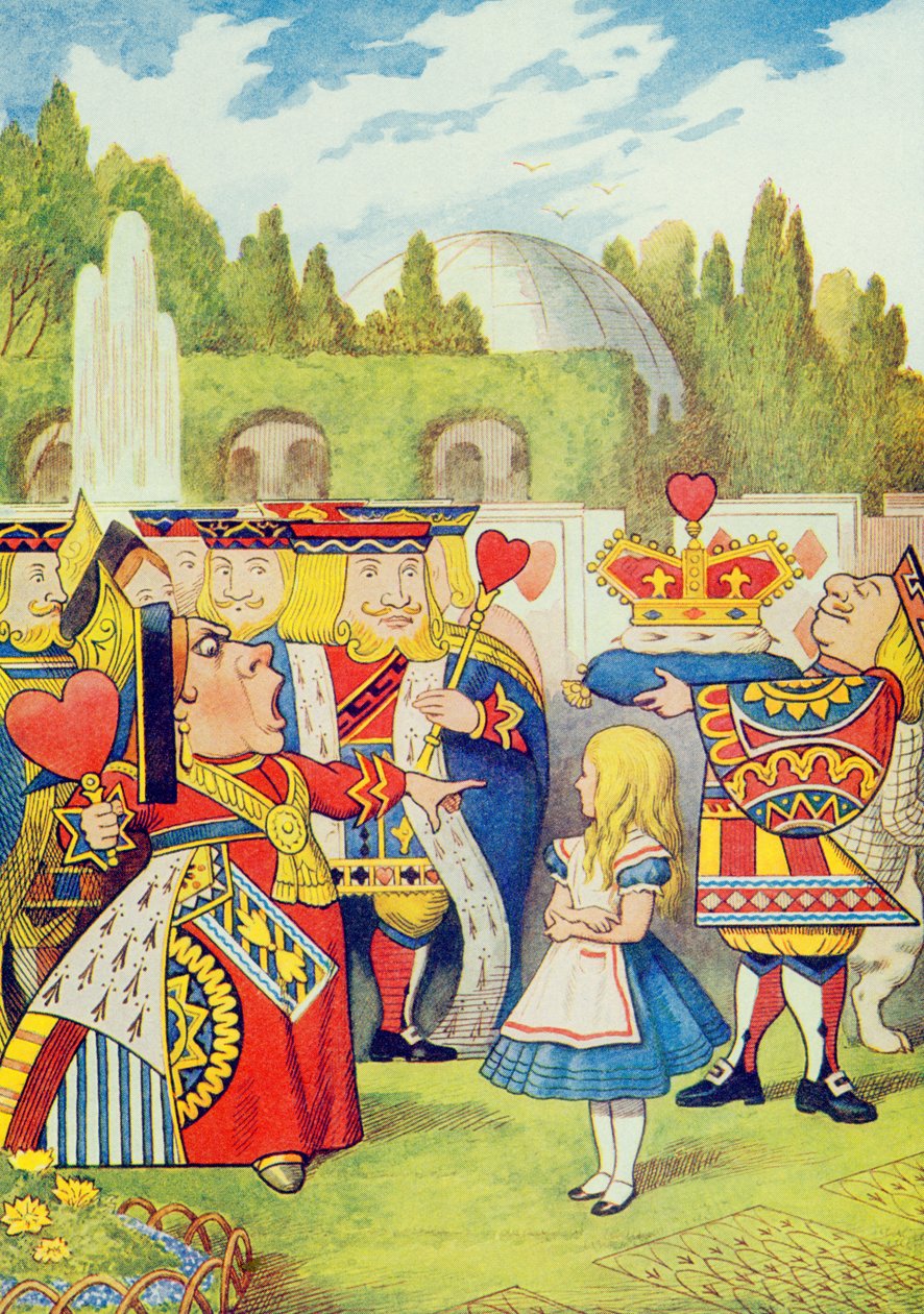 „Královna přišla! A nezlobí se?“, ilustrace z „Alenka v říši divů“ od Lewise Carrolla (1832-98) od John Tenniel