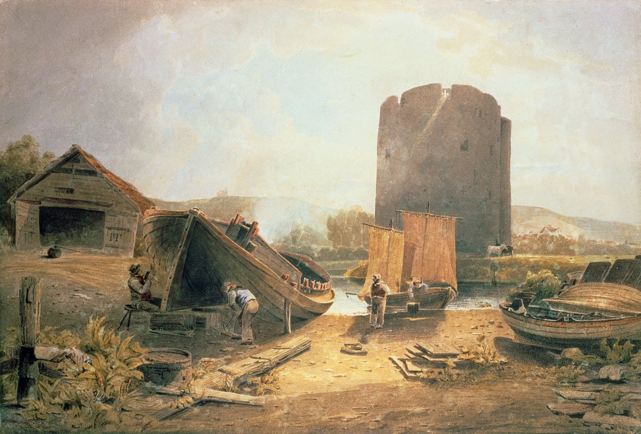 Boat Builders Yard, poblíž Cows Tower, Norwich (wc na papíře) od John Thirtle