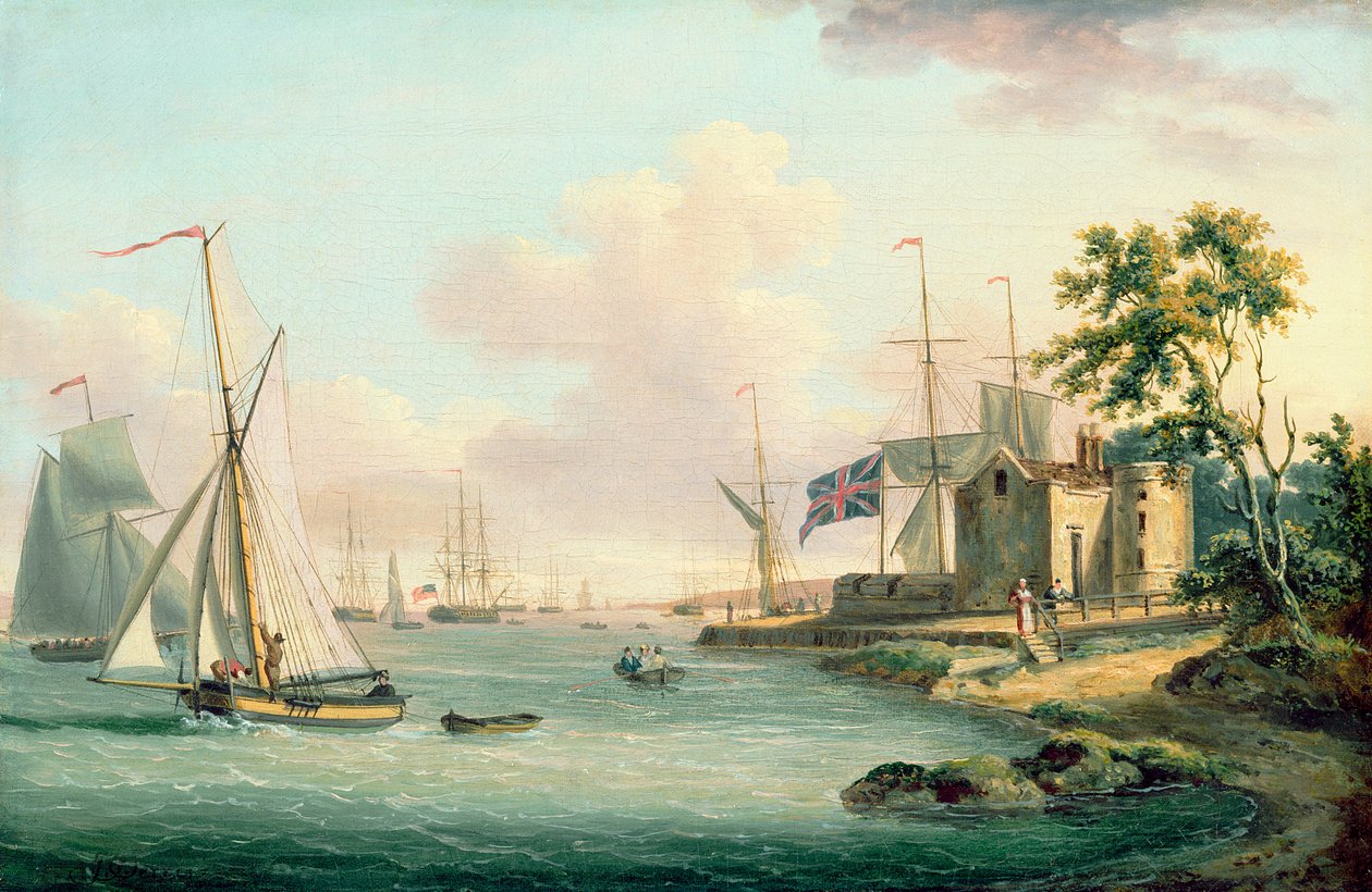 Pohled na Royal Yacht Squadron, ostrov Wight od John Thomas Serres