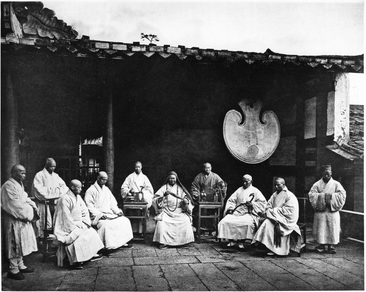 Opat a mniši z kláštera Kushan, c.1867-72 od John Thomson