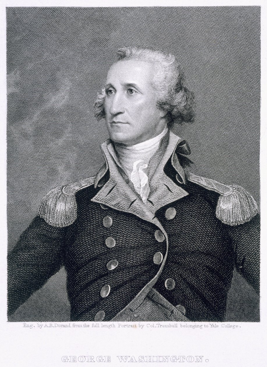 George Washington, rytý Asher Brown Durand (1796-1886) od John Trumbull
