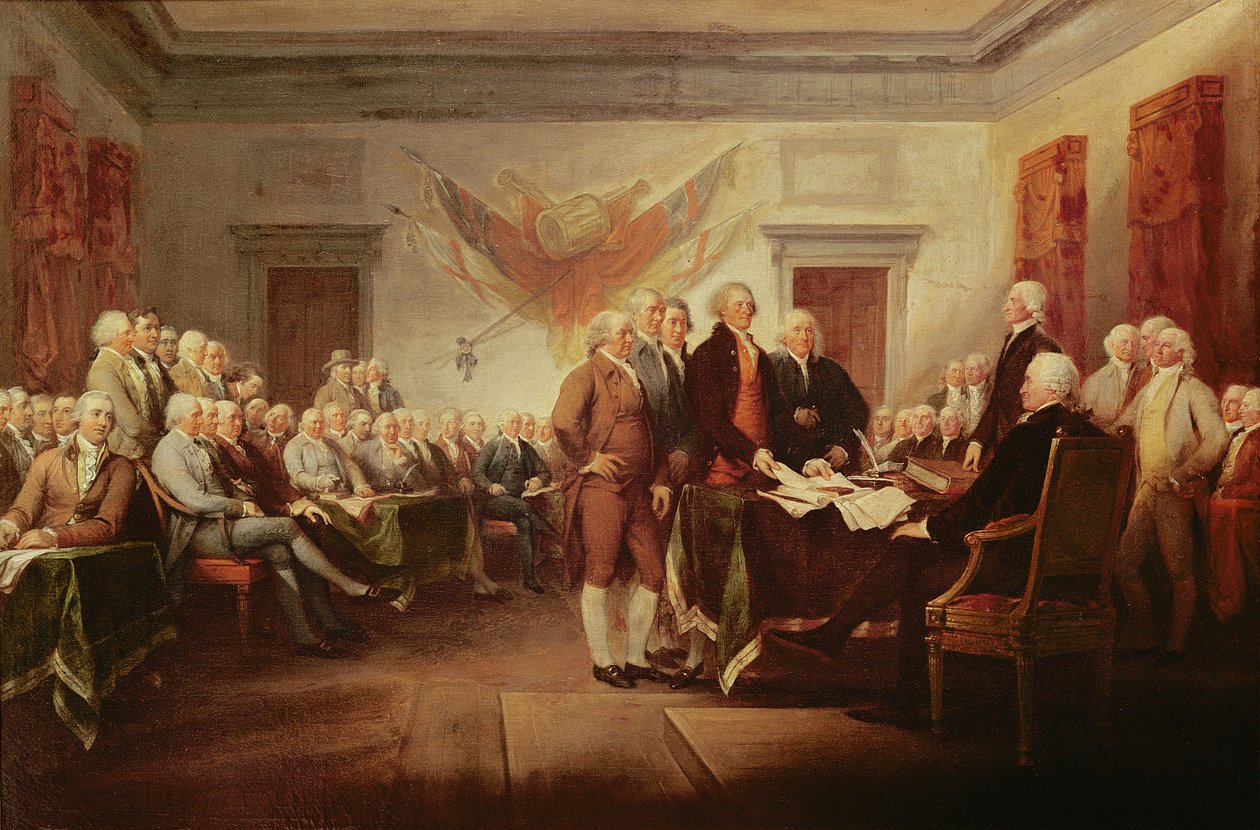 Podepsání Deklarace nezávislosti, 4. července 1776, kolem roku 1817 od John Trumbull
