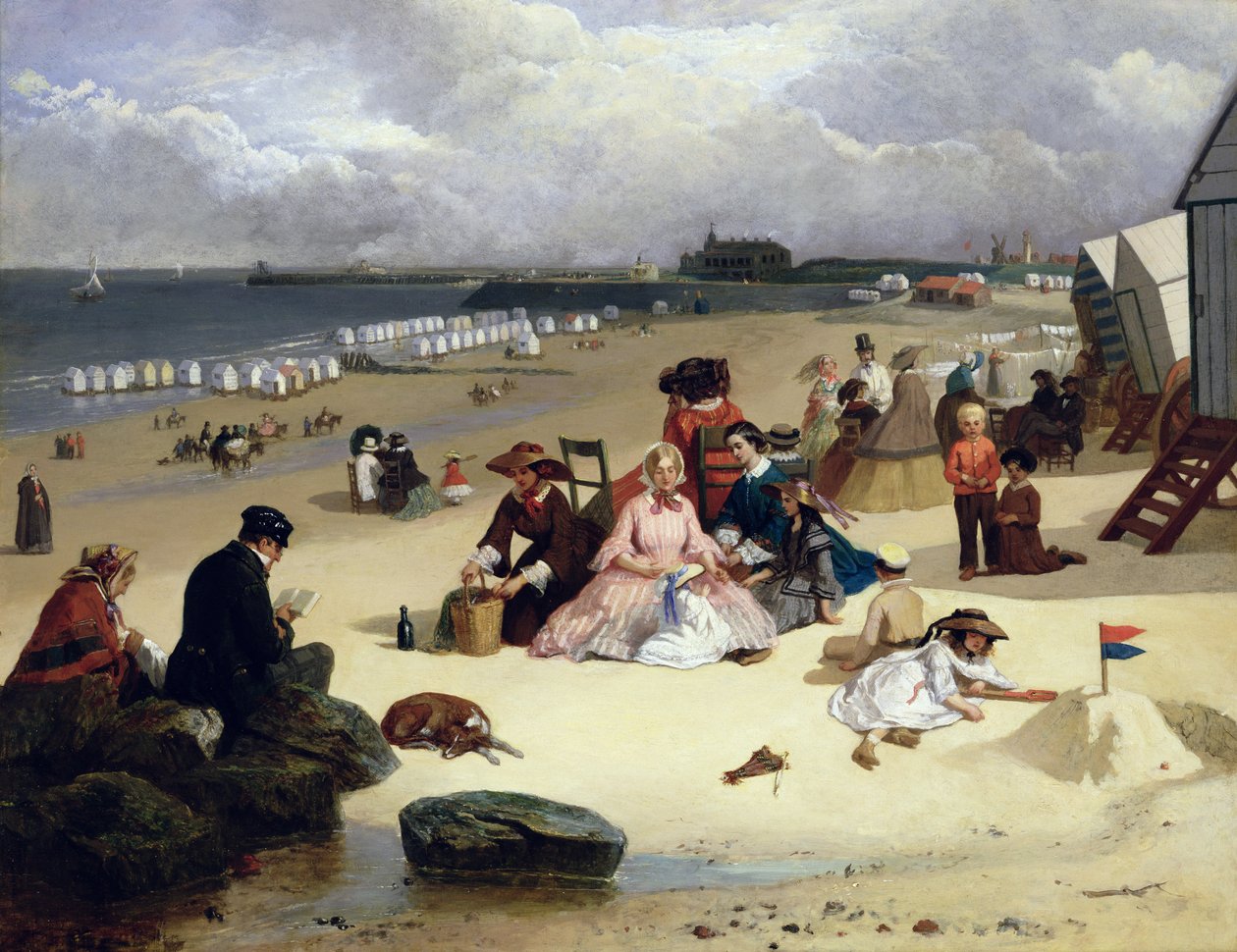 Pláž Littlehampton s molem, šplhání kolem roku 1888 od John W. Eyres