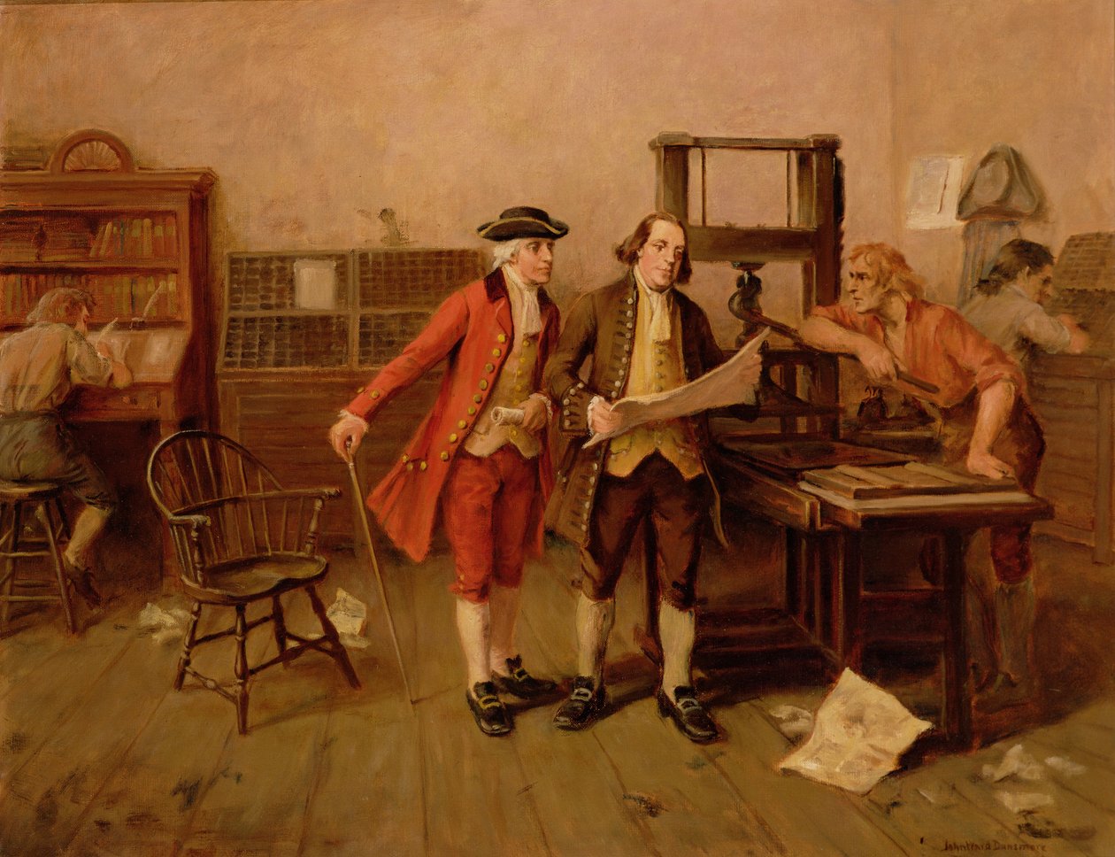 Benjamin Franklin, tiskař, kolem roku 1928 od John Ward Dunsmore