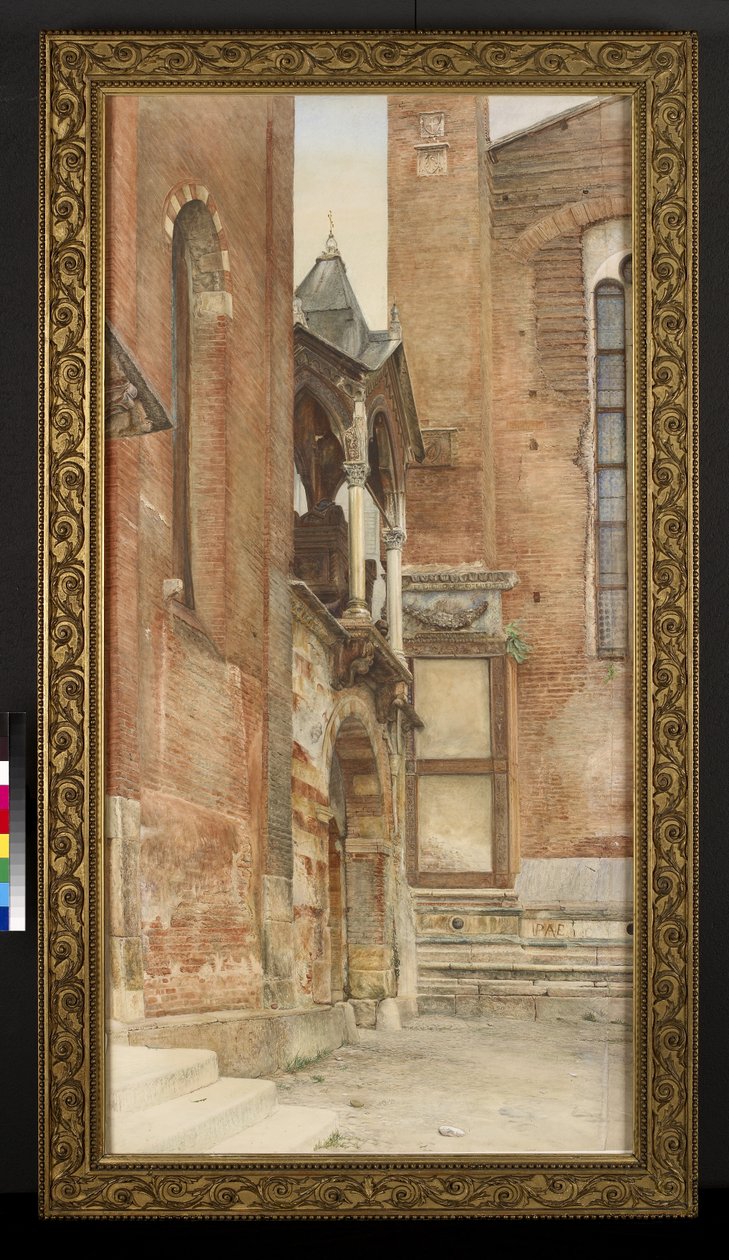 The Castelbarco Tomb, Verona, Itálie, květen-srpen 1869 (akvarel a tělová barva přes grafit na papíře) od John Wharlton Bunney