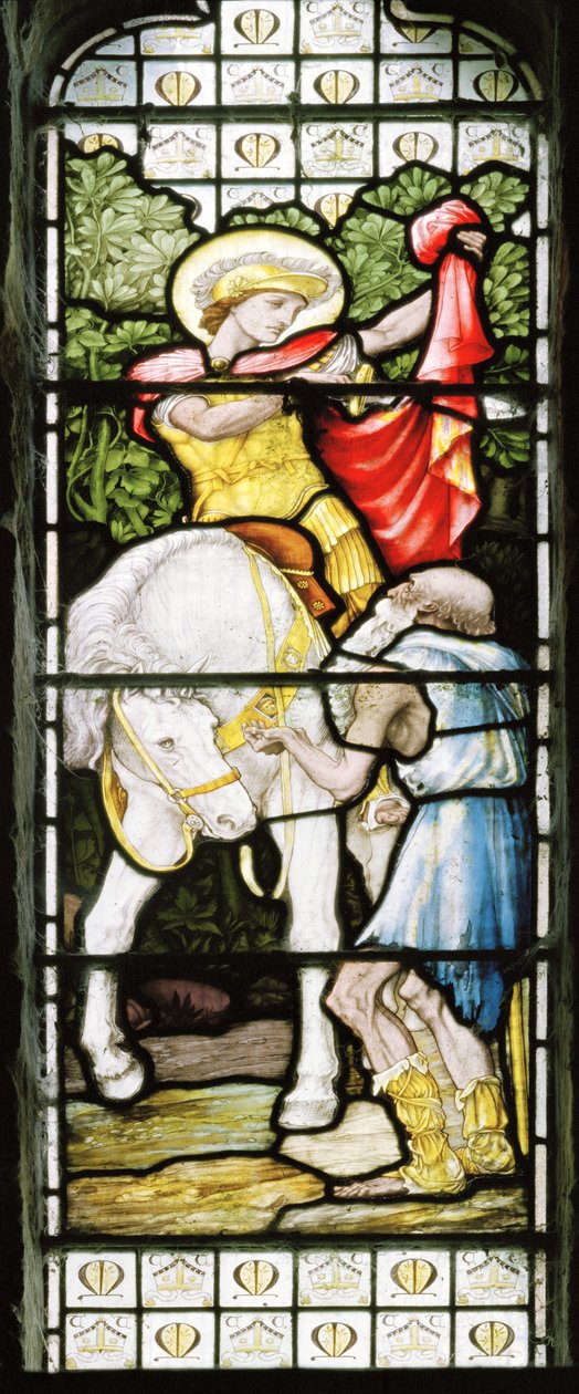 Litchborough, St Martin, James Powell & Sons, John William Brown (1842-1928), St Martin Dividing His Cloak, 1883 od John William Brown
