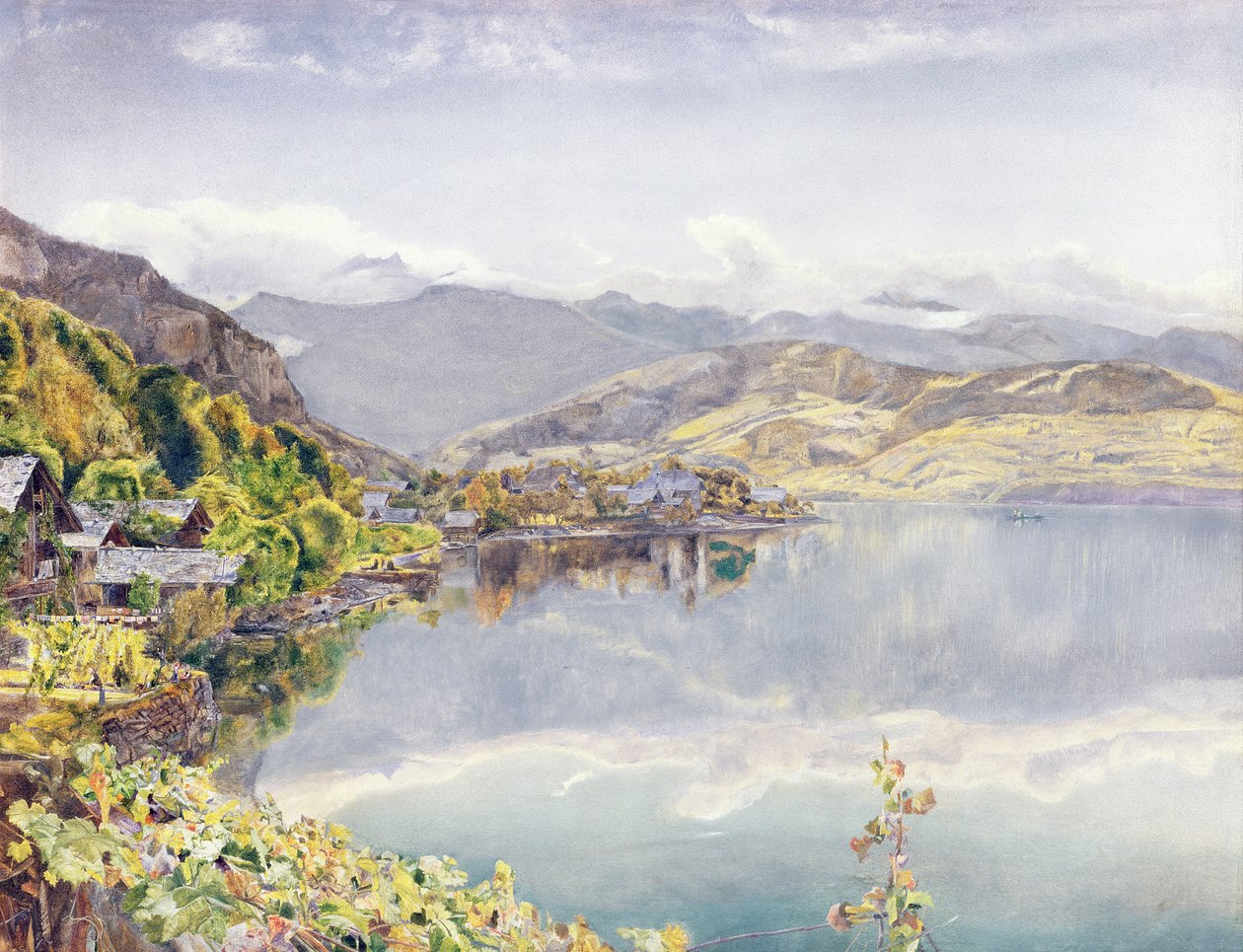 Lucernské jezero, hora Pilatus v dálce, 1857 od John William Inchbold