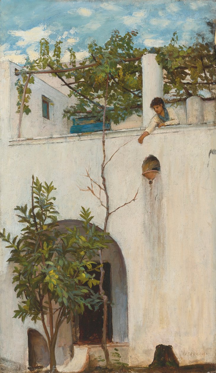 Dáma na balkoně, Capri od John William Waterhouse