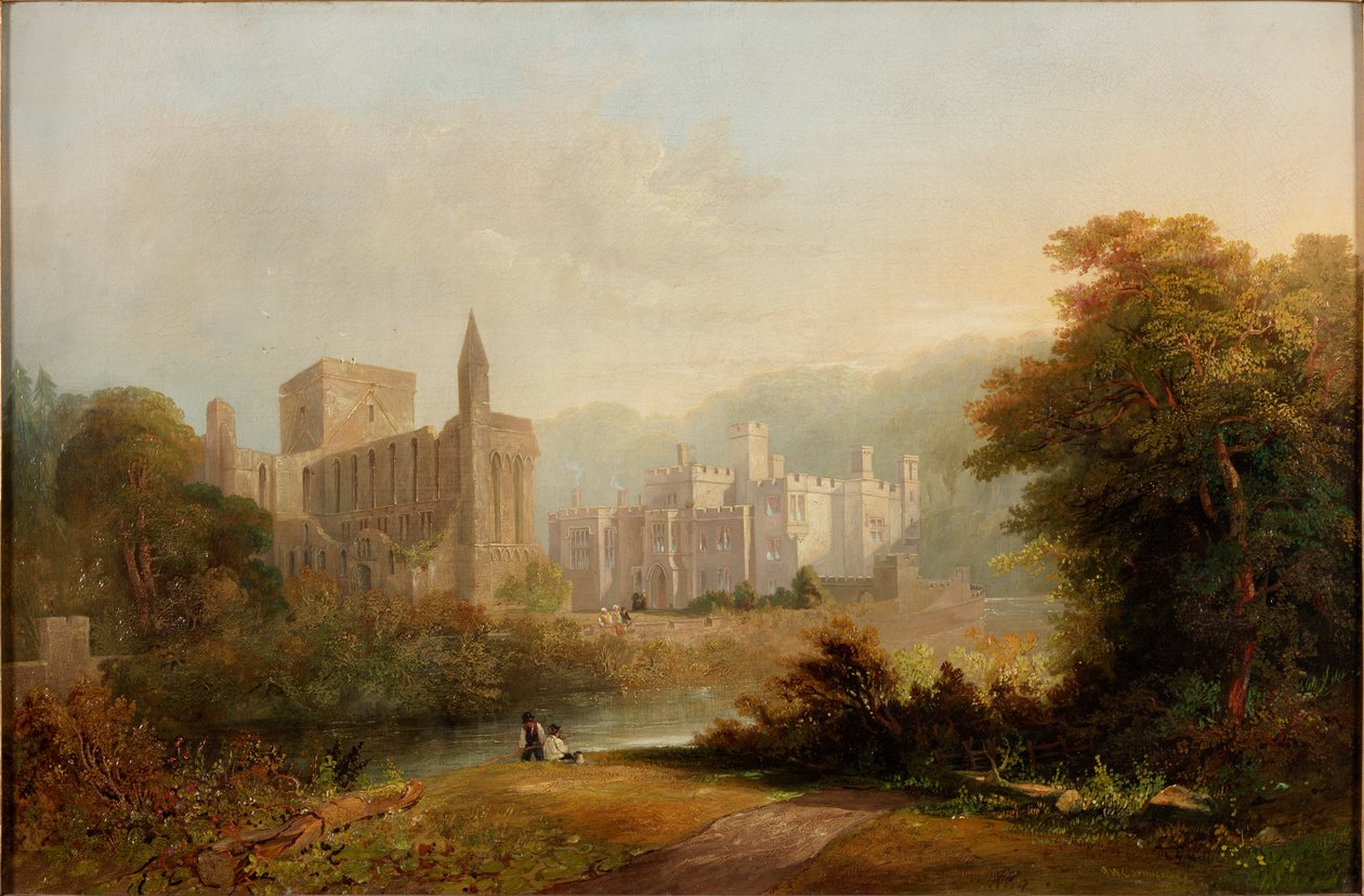 Brinkburn Grange and the Ruins of Brinkburn Priory, 1834 od John Wilson Carmichael