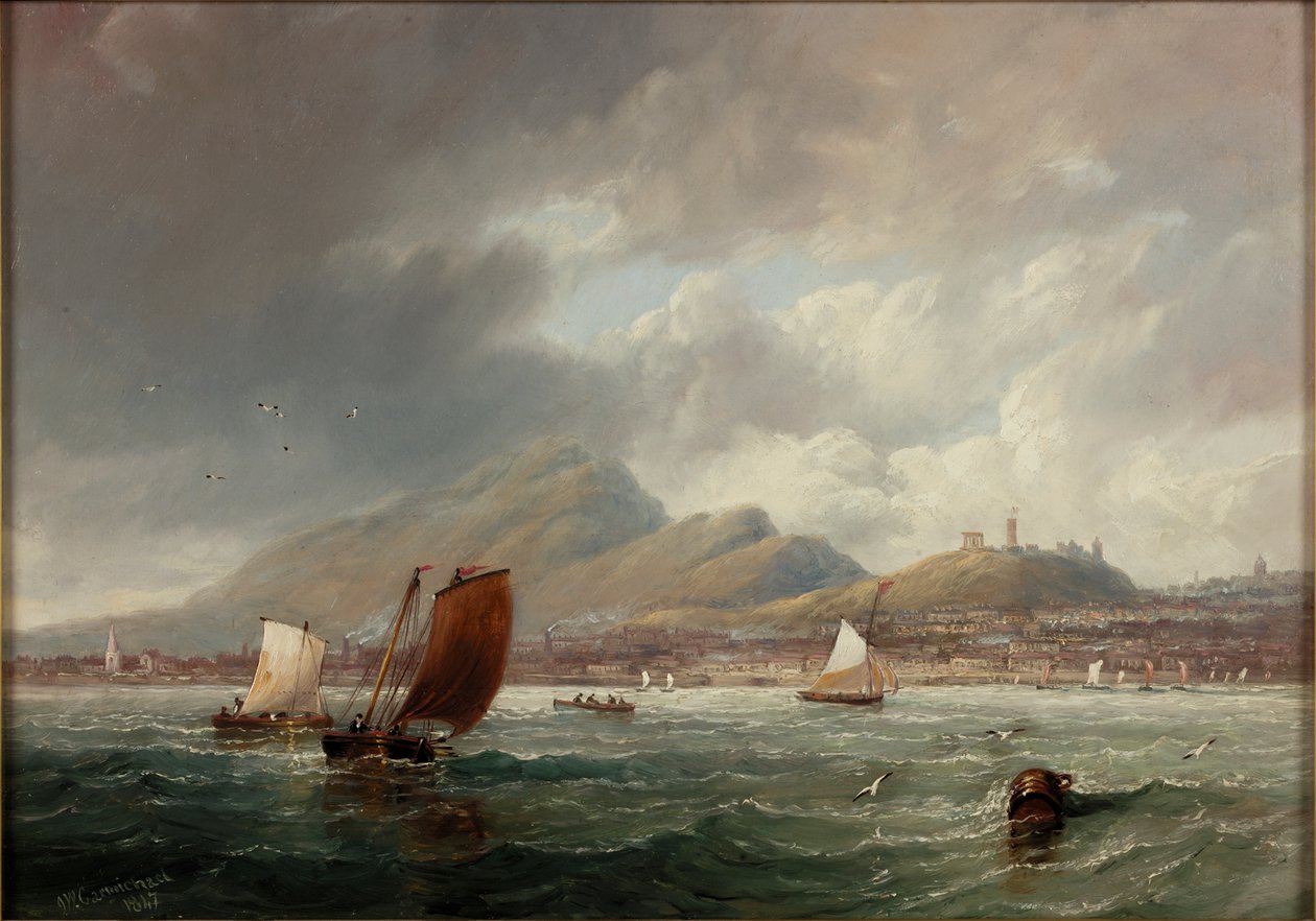 Leith a Edinburgh od Firth of Forth, 1847 od John Wilson Carmichael