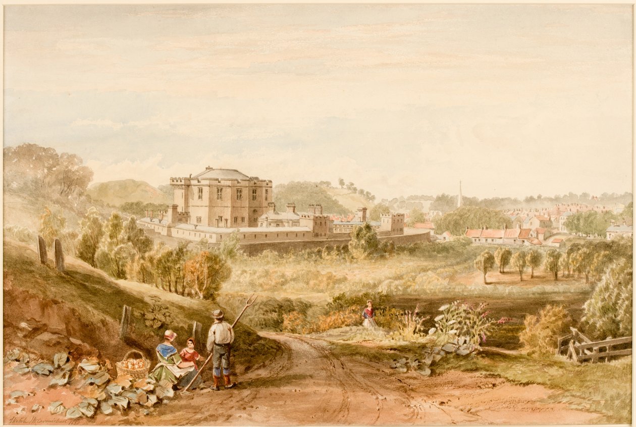 Morpeth Gaol, Northumberland (tužka a akvarel na papíře (nalepeno na kartě)) od John Wilson Carmichael