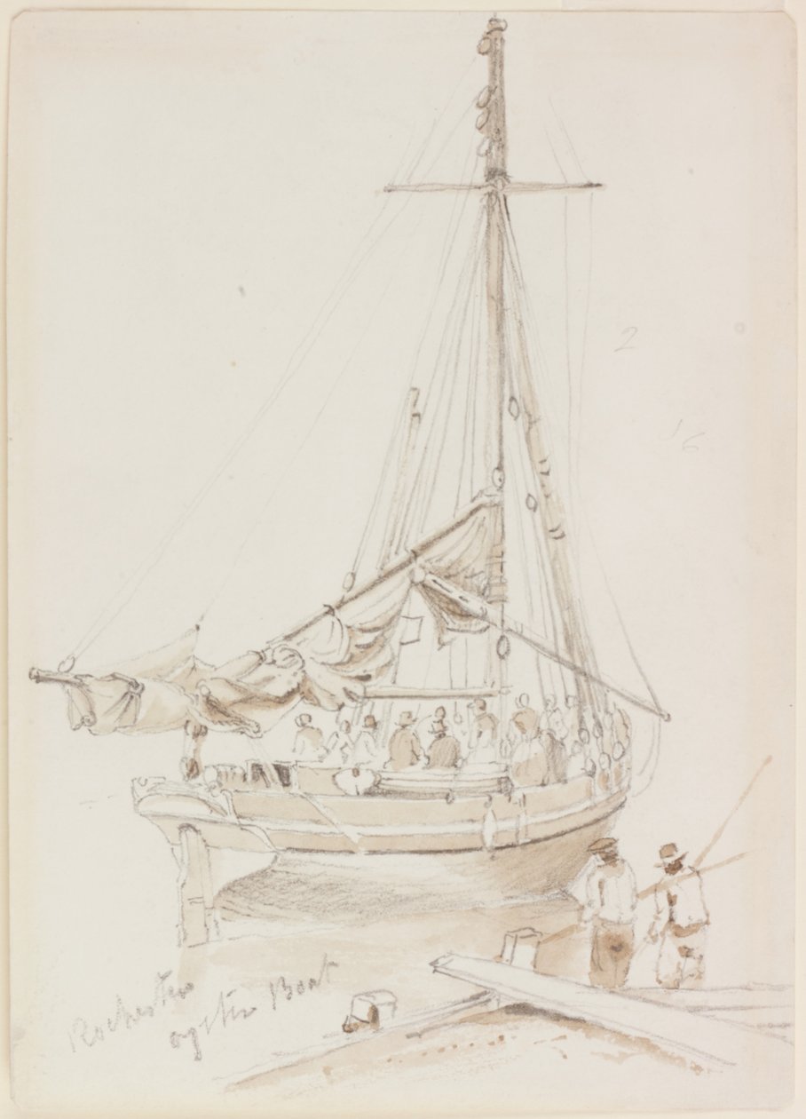 Rochester Oyster Boat (tuš (hnědá) a tužka na papíře) od John Wilson Carmichael