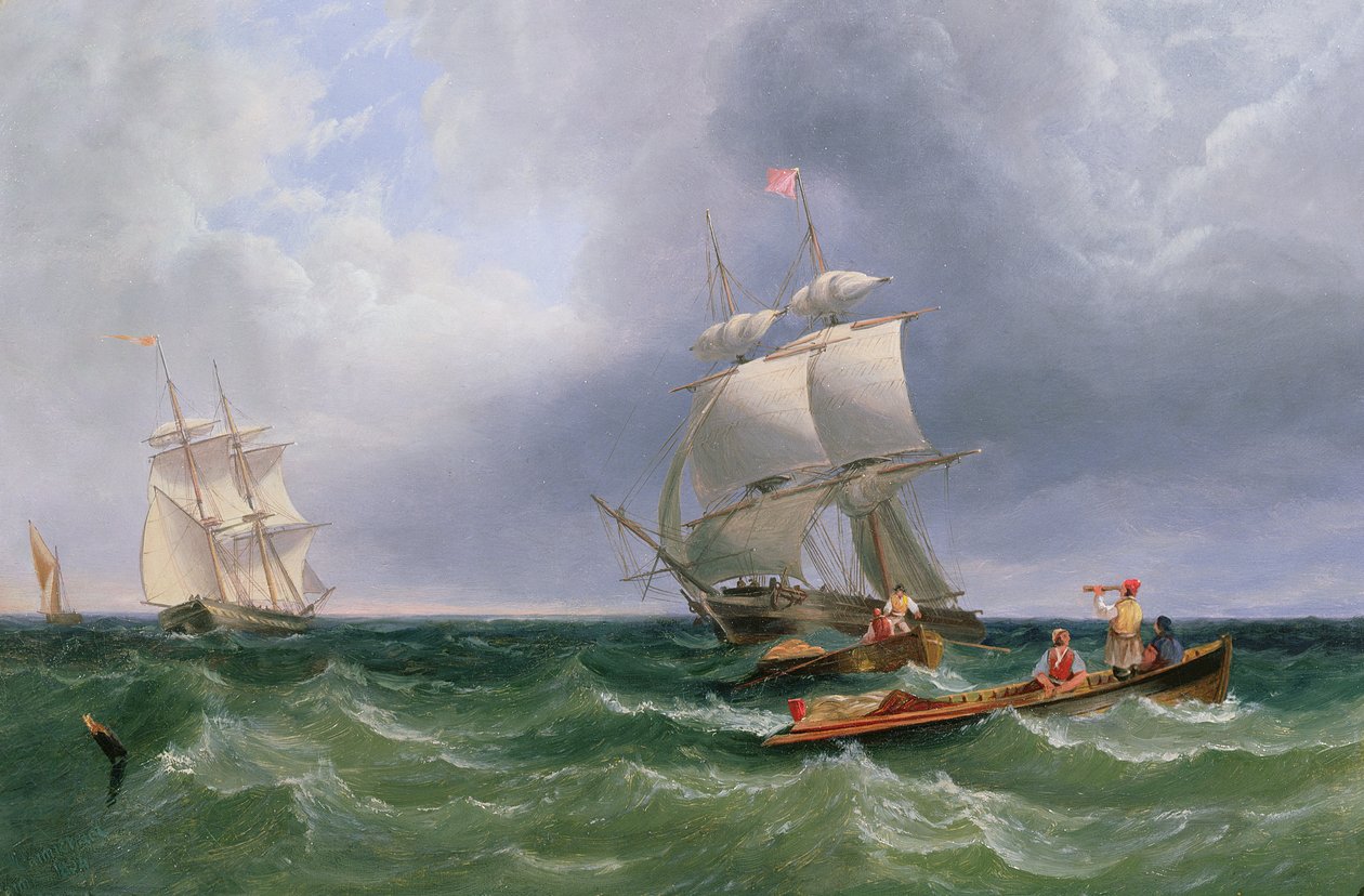 Pobřežní večírky se vyloďují, Brigs in a Swell Beyond od John Wilson Carmichael