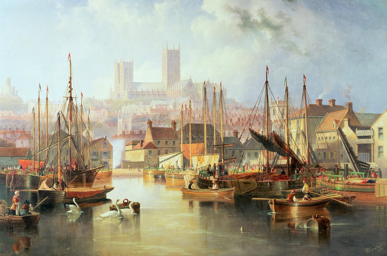 Brayford Pool a Lincolnova katedrála od John Wilson Carmichael