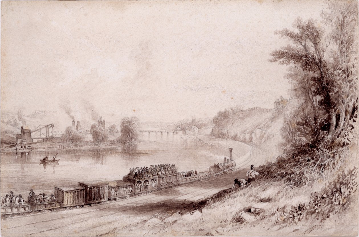 The River Wall at Wylam Scars (wc a inkoust na papíře) od John Wilson Carmichael