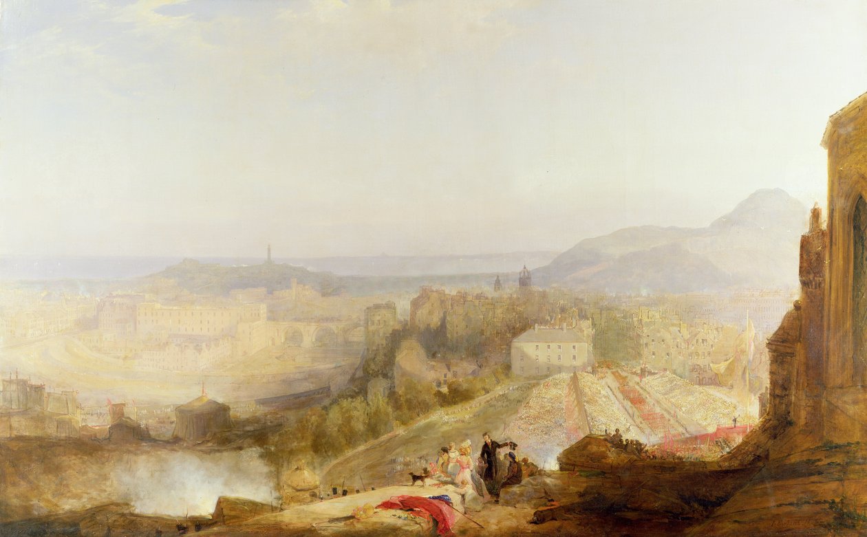 Vojenská revue u příležitosti návštěvy George IV v Edinburghu, 1823 od John Wilson Ewbank