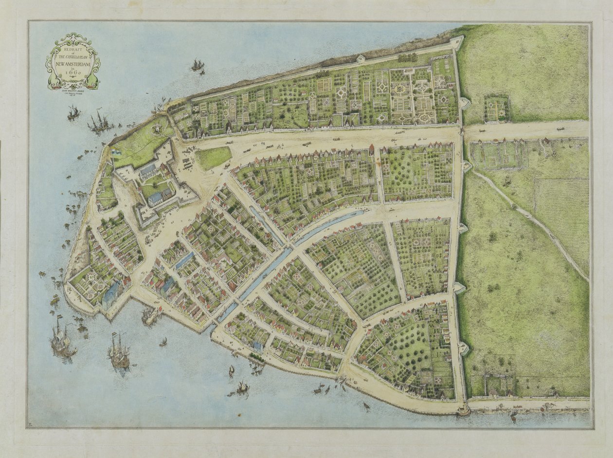 Přepracování plánu Castello, Nový Amsterdam v roce 1660, 1916 od John Wolcott Adams