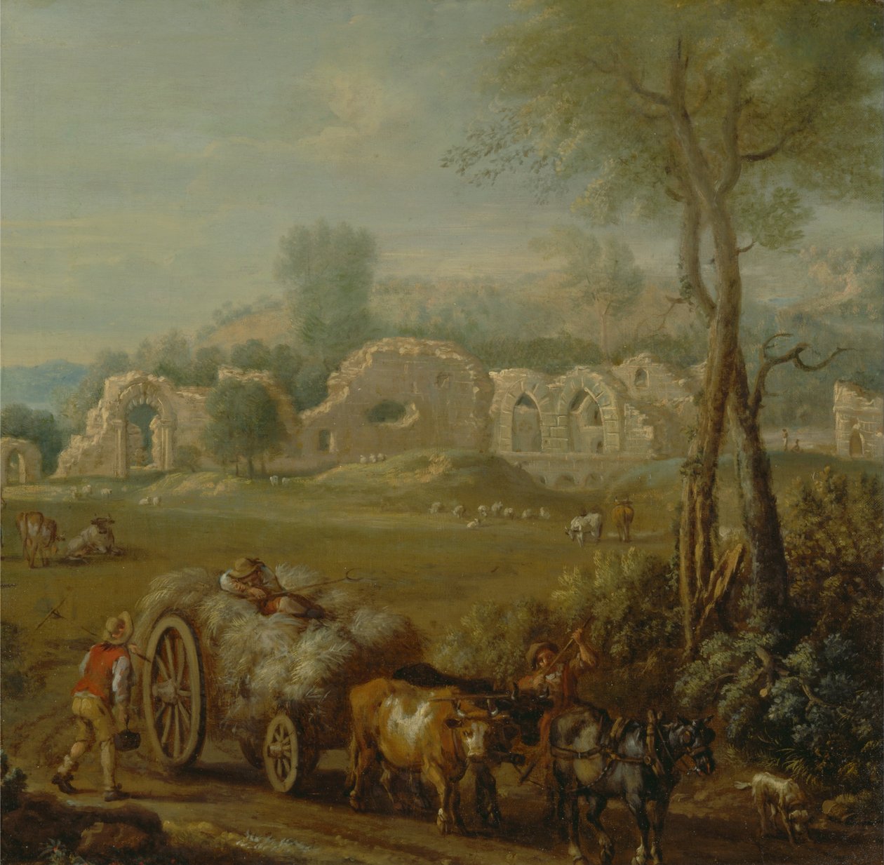 Haycart prochází zničeným opatstvím od John Wootton