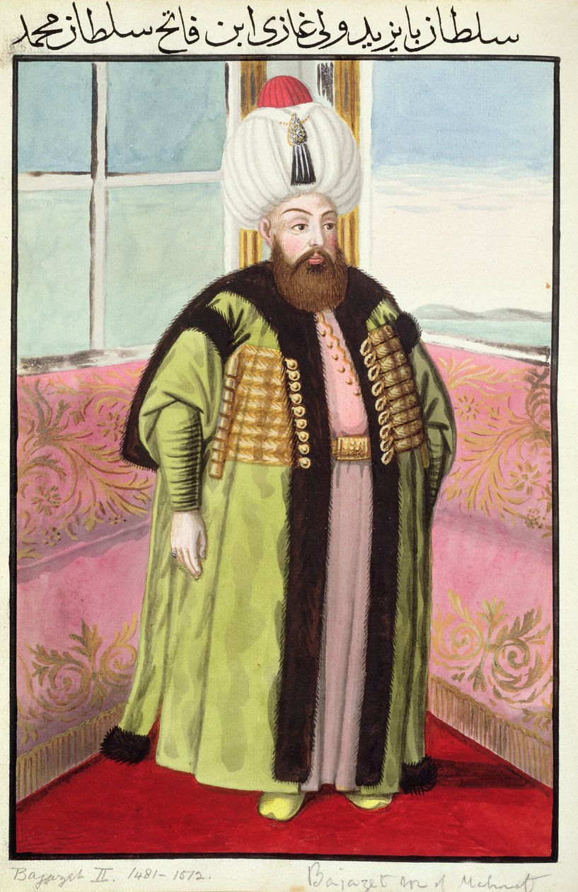 Bajazet (Bajezid) II. (asi 1447-1512) zvaný "Adli", Spravedlivý, sultán 1481-1512, z knihy "A Series of Portraits of the Emperors of Turkey", 1808. od John Young