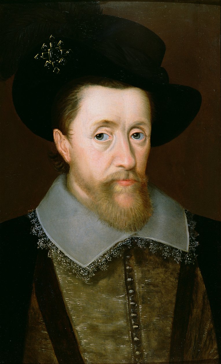 Portrét Jakuba VI. Skotského a já Anglie (1566-1625) od John de Critz