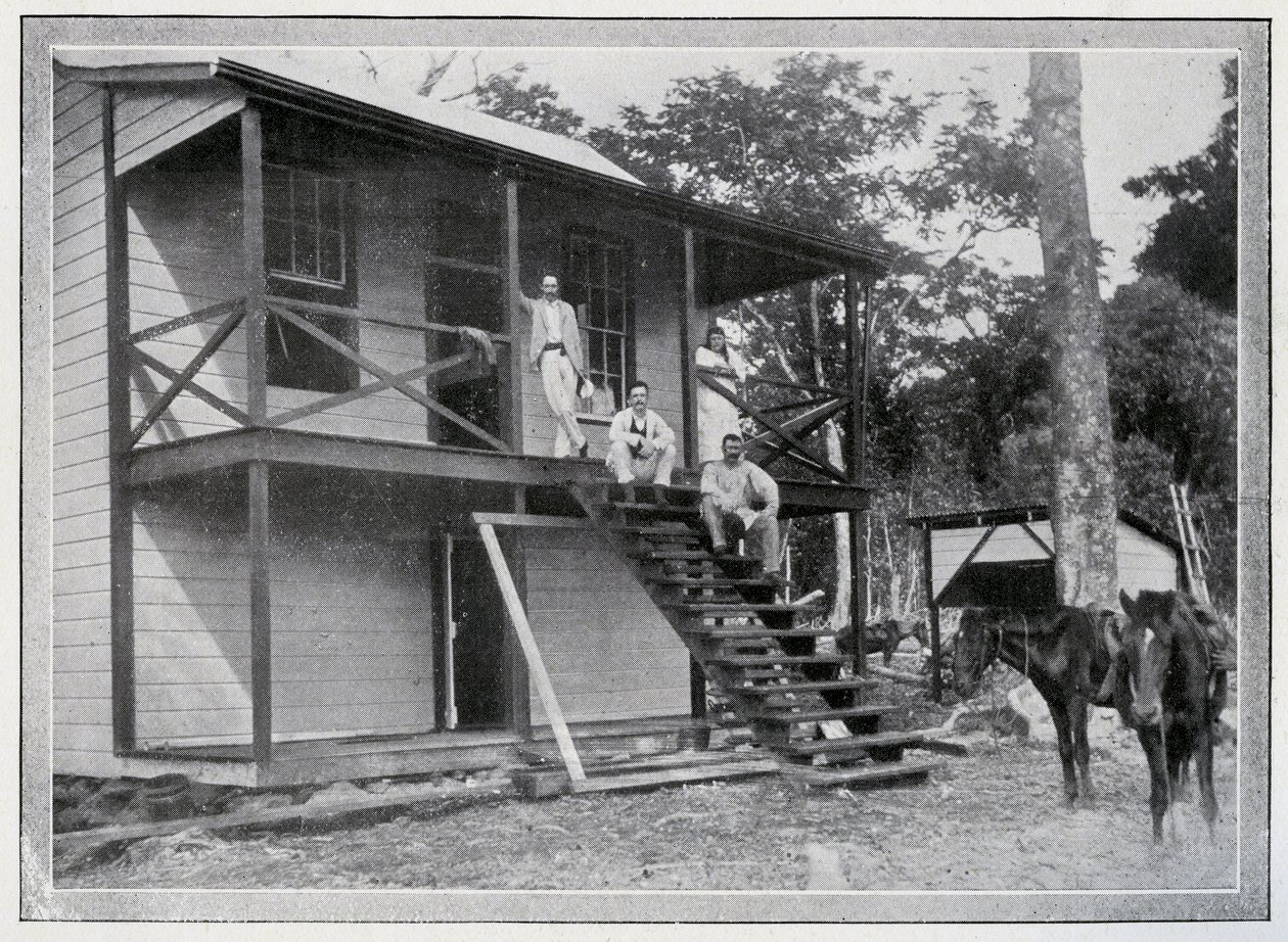 Robert Louis Stevenson a jeho manželka Fanny na verandě jejich domu ve Vailimě, Samoa, c. 1892 od John of Apia Davis