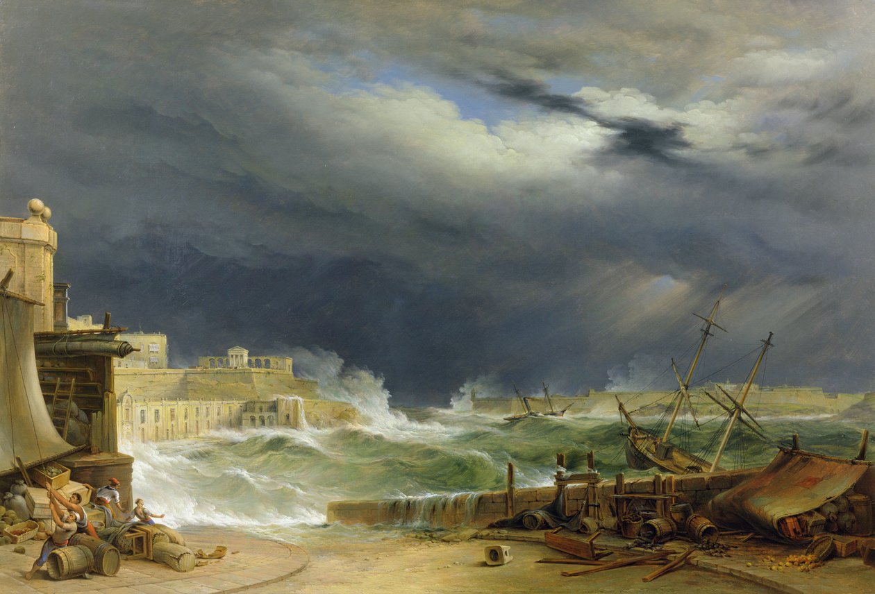 Storm, Malta, 1850 od John or Giovanni Schranz
