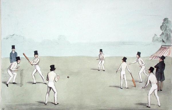 Vacation Amusement, No. 3 (Cricket - A Long Innings) (HB Sketches No. 653) vydáno 3. října 1840 (barevná litografie) od John  Doyle