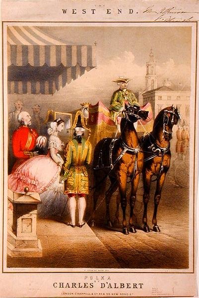 A Drawing Room Day, notový obal pro "West End Polka", vyryl M & N Hanhart, cca 1860 (barevná litografie) od John (after) Brandard