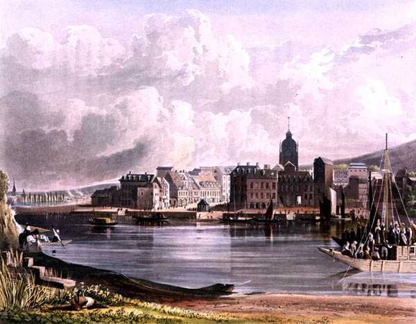 Elbeuf, z "Pohledů na Seinu", rytina Daniela Havella (1785-1826), vydal R. Ackermann (1764-1834) 1821 (barevná litografie) od John (after) Gendall
